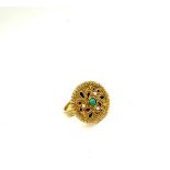18ct gold turquoise and enamel ring overall weight 6.43 grams