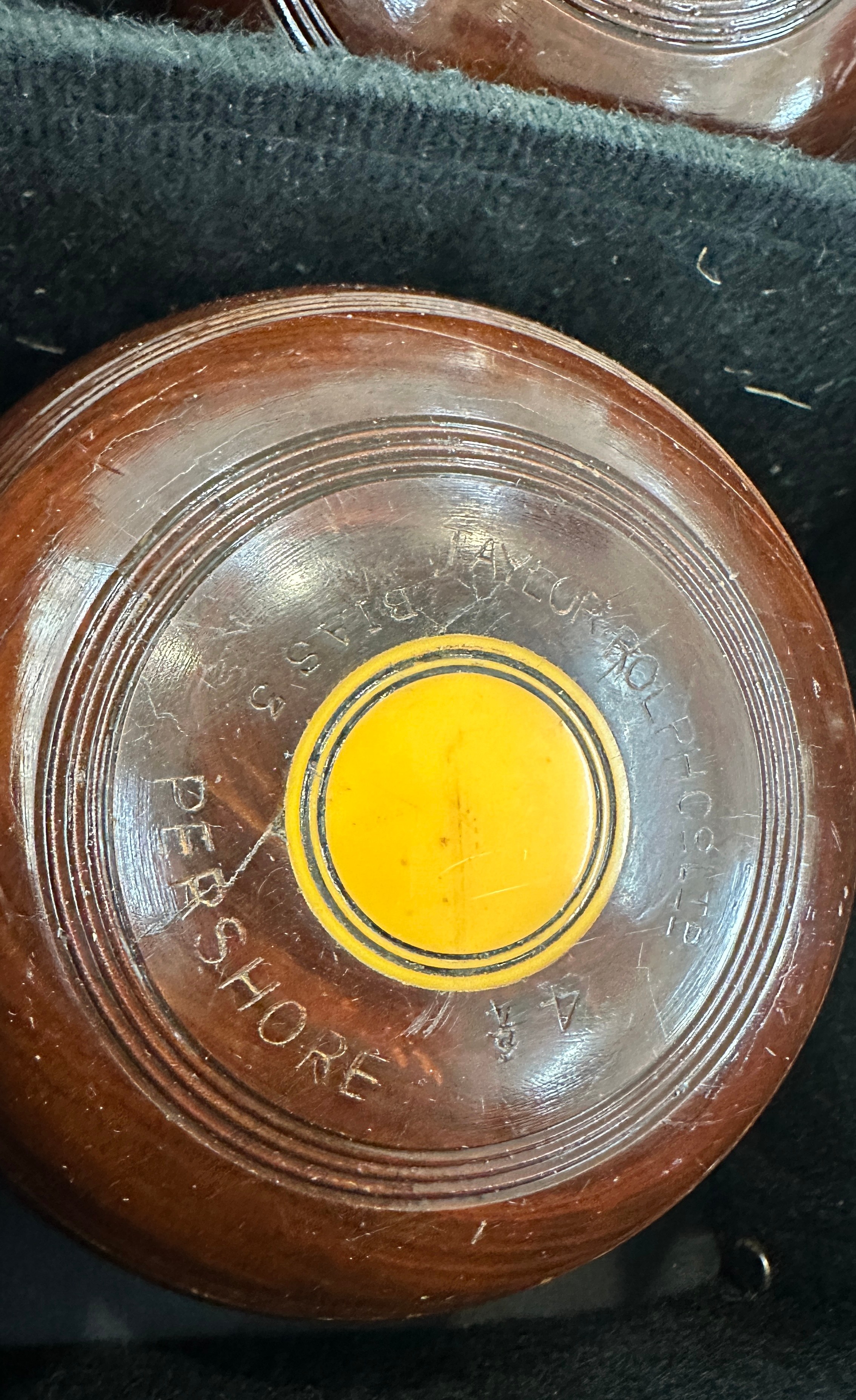 Set of four vintage lawn bowls to include Taylor Ralph - Image 2 of 2