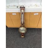 Vintage inlaid banjo barometer rosewood, 40 inches tall