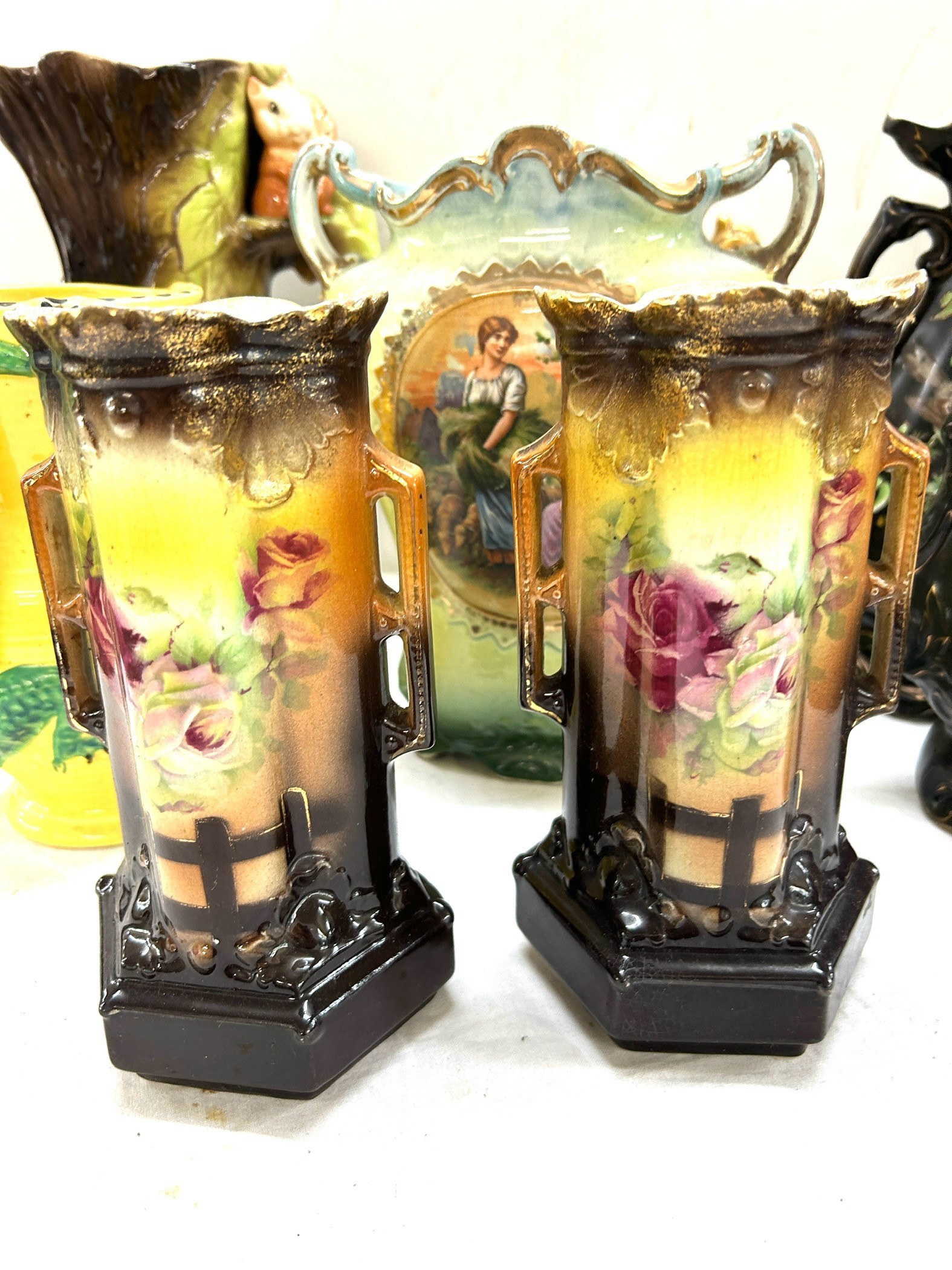 Large selection of jugs and vases to include porcelain tallest measures 11 inches tall - Image 3 of 7