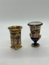 2 Miniature Royal Crown Derby Vases