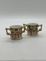 Miniature 2 handled Royal Crown Derby 1128 Imari cups