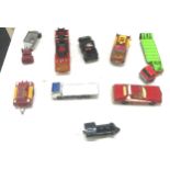 Large selection of vintage diecast cars includes Matchbox, corgi cars etc