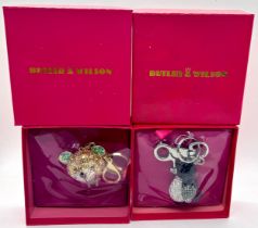 Boxed as new Butler & Wilson Crystal Penguin and Bear Keyring