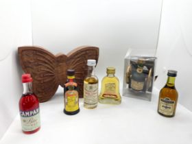 Selection of alcohol miniatures and a past times butterfly spice set includes Bells, Courvoisier etc