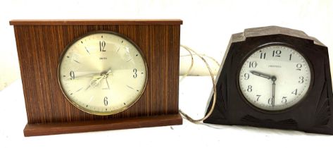 Two vintage clocks one Ingersoll Bakelite mantel clock one Smiths electric 1960's mantel clock