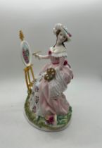 Royal Worcester lady figure the graceful arts figure painting, no wooden plinth, comes with COA- A/F