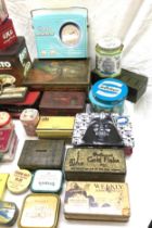 Large Box Of Old tins and some cardboard cigarette boxes