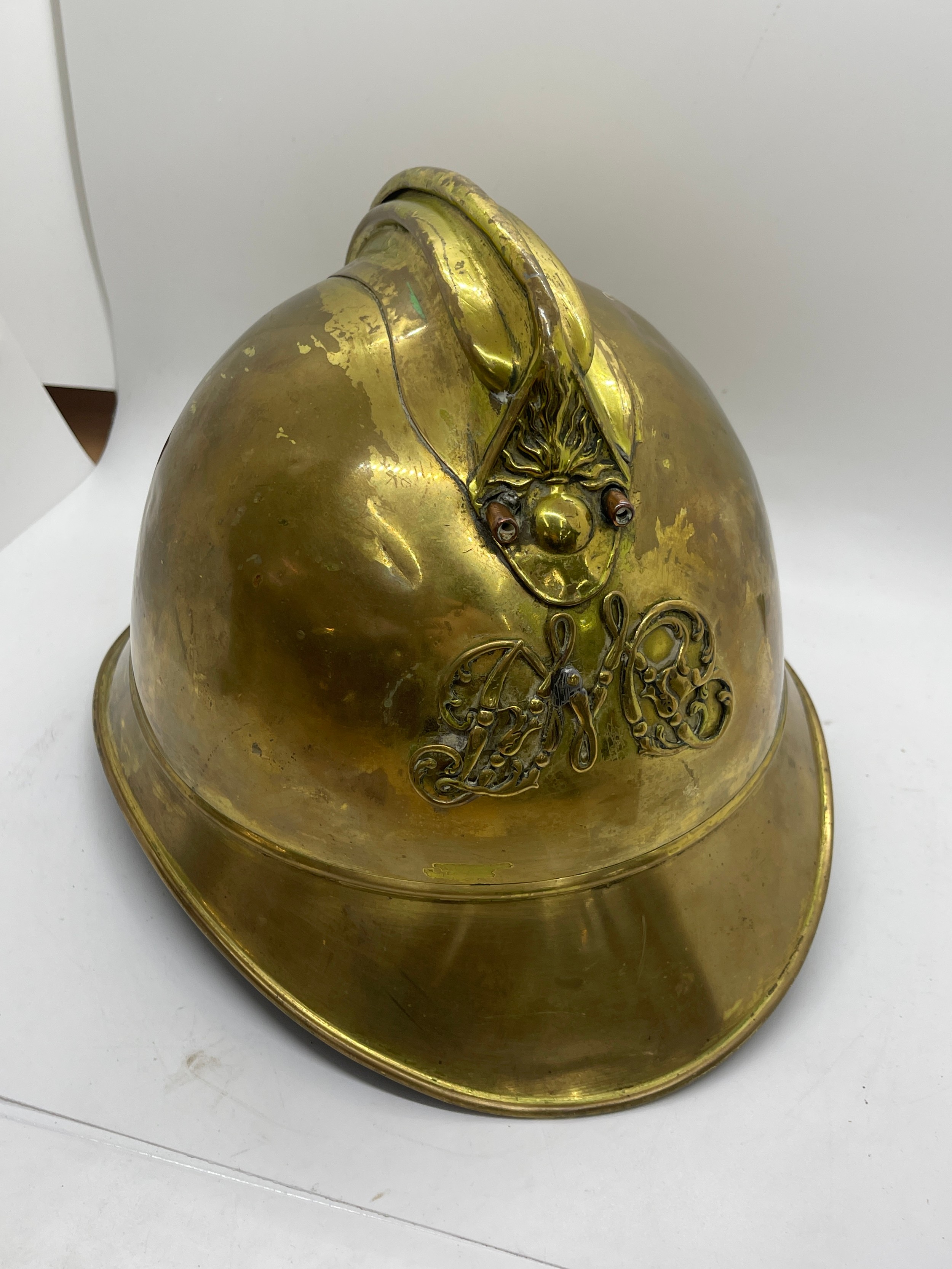 Vintage French brass Fireman's helmet - Image 6 of 6