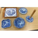 Spode Italian tray, roll holder and dishes