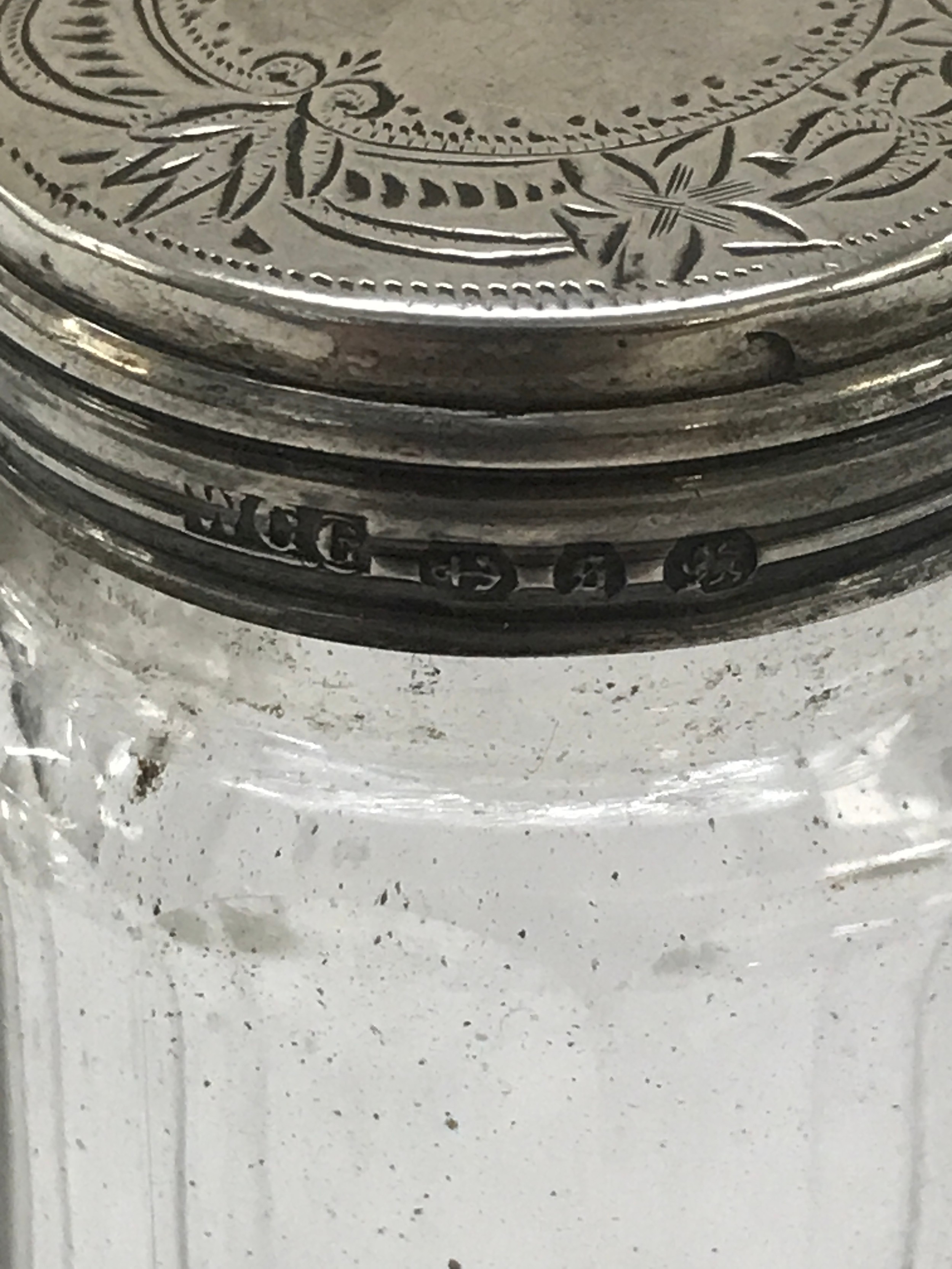 3 Hallmarked silver topped perfume jars - Image 3 of 7