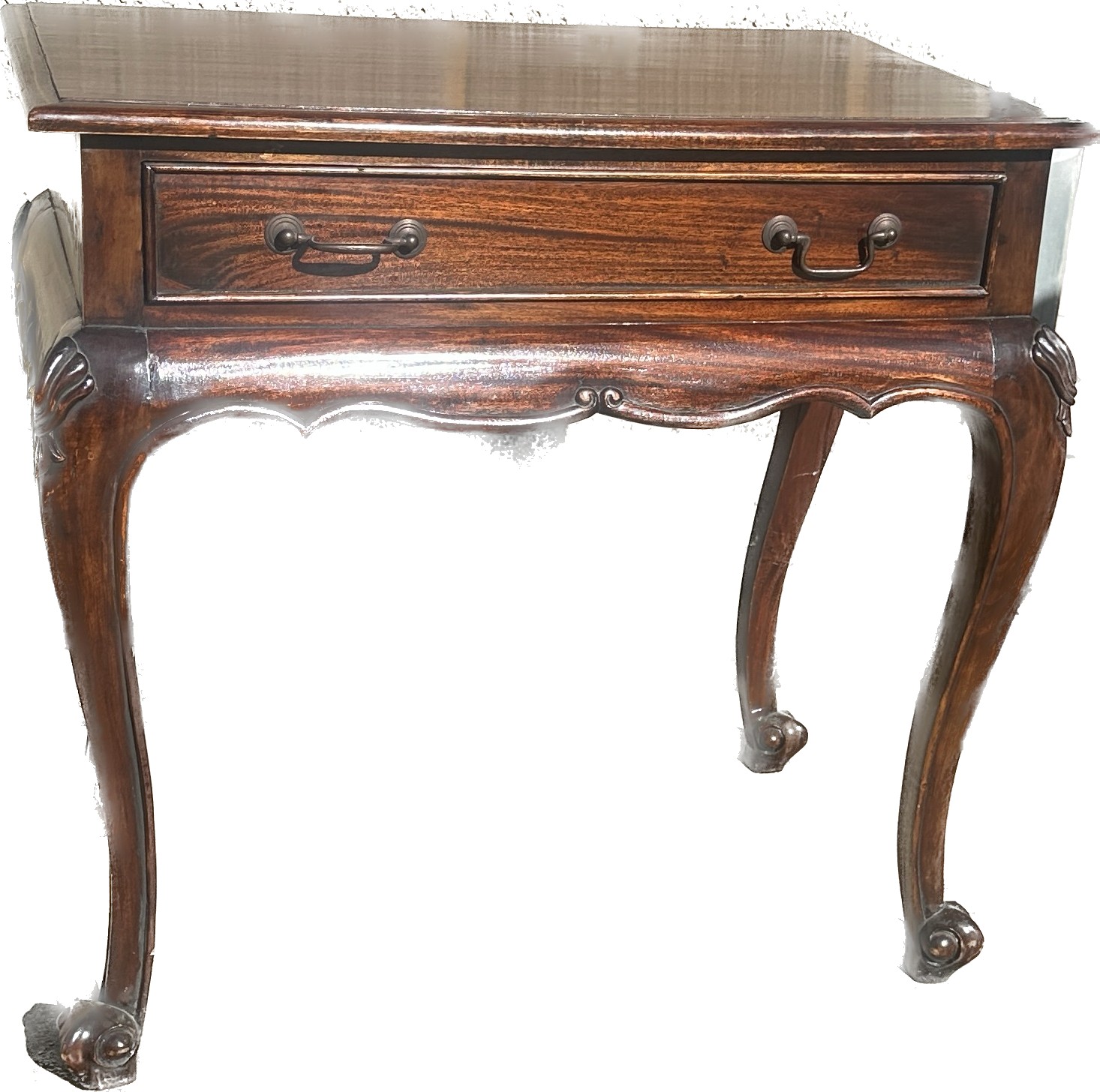 Mahogany one drawer hall table on Queen Anne legs measures approx 29 inches tall by 29 wide and 17.5 - Image 2 of 3