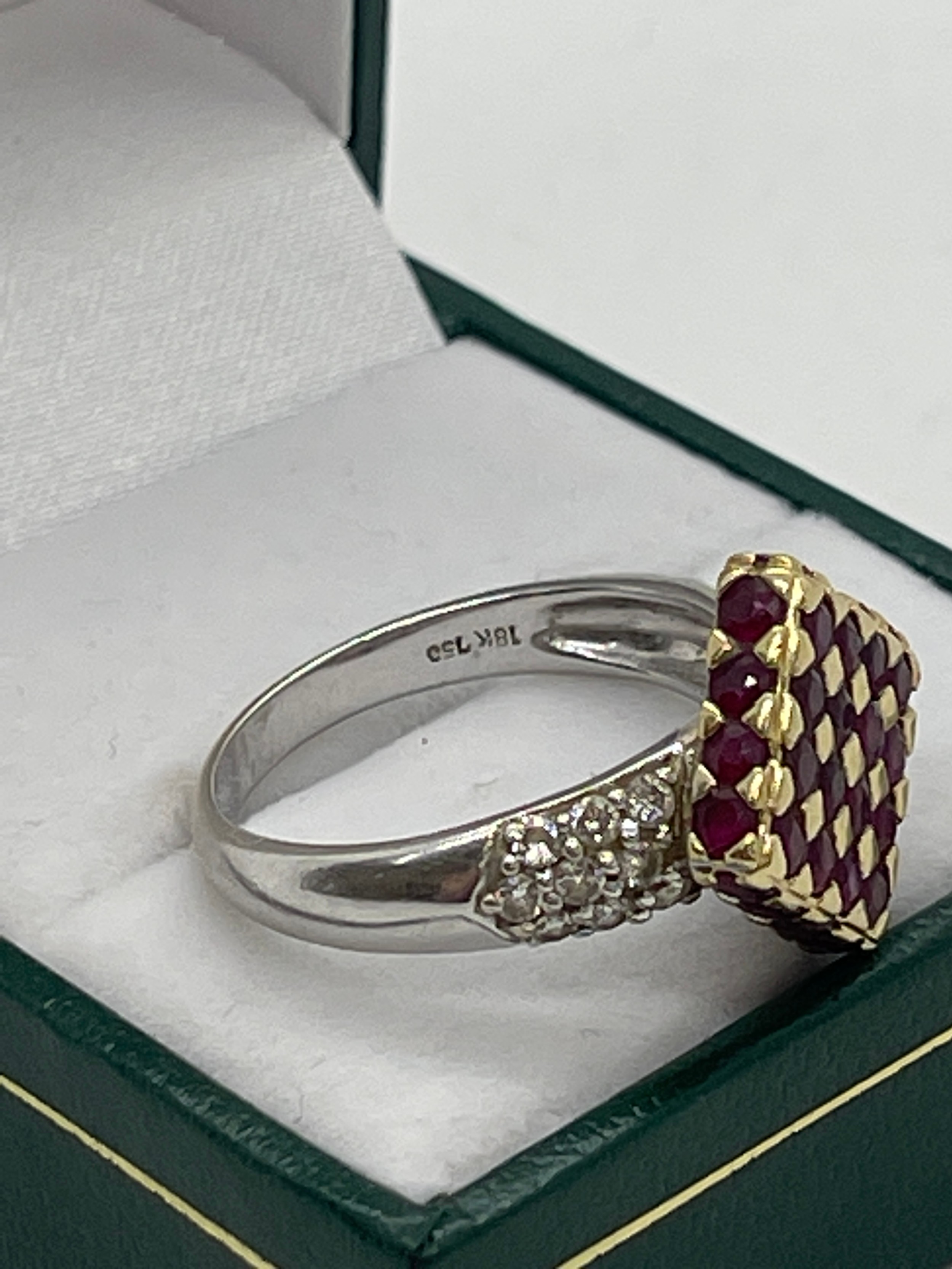 18ct White gold diamond and Ruby dress ring, ring size s/t, total weight 7.81 grams - Image 5 of 6