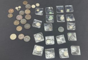 Selection of antique coins, some Victorian and silver