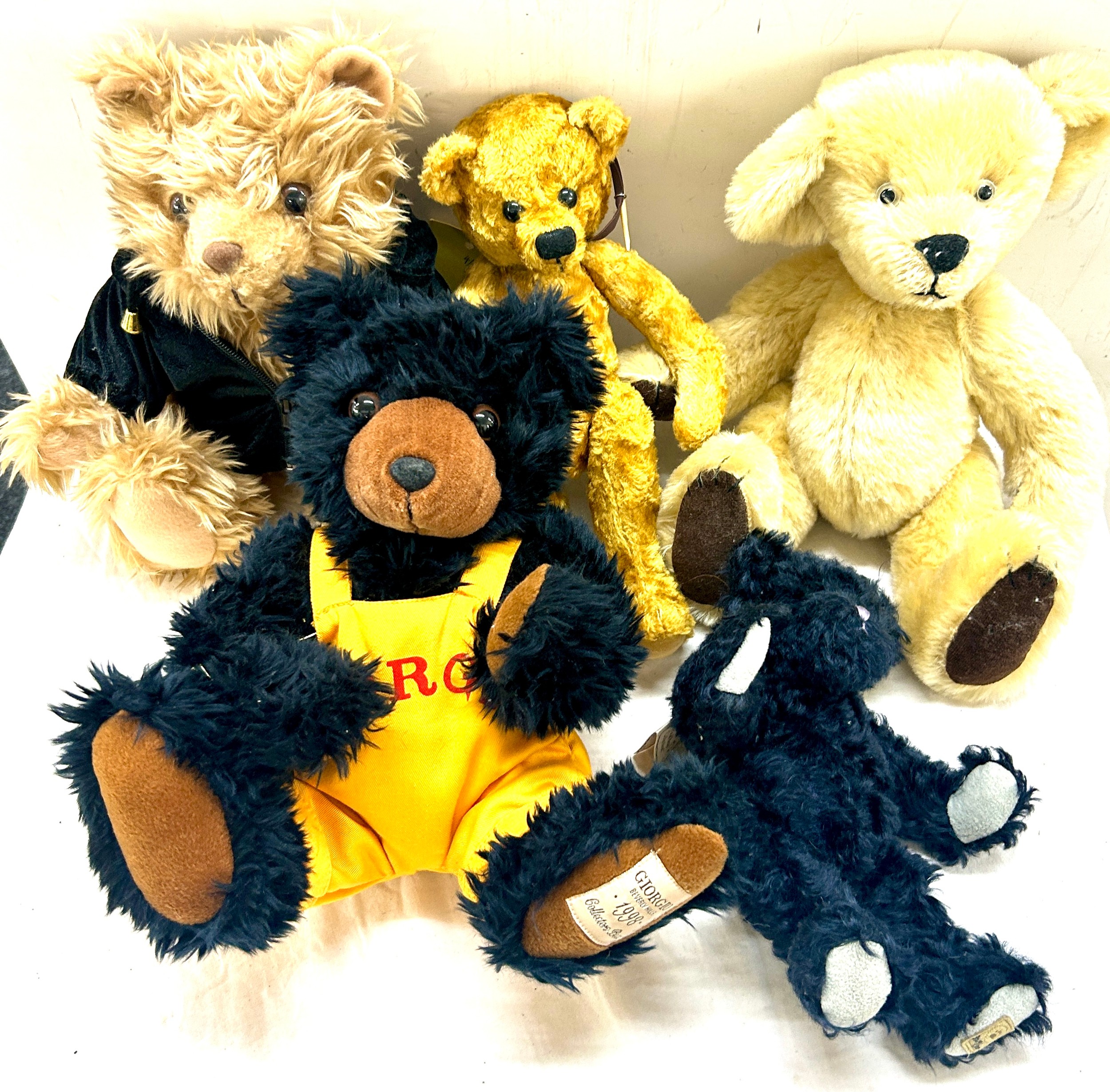 Giorgio Beverley hills 1998, 2002 bear, Boyds small teddy, Tea bag by Gruff bear company, Teddies