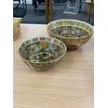 2 Japanese hand painted bowls, largest measures approximately 10 inches diameter 4.5 inches tall