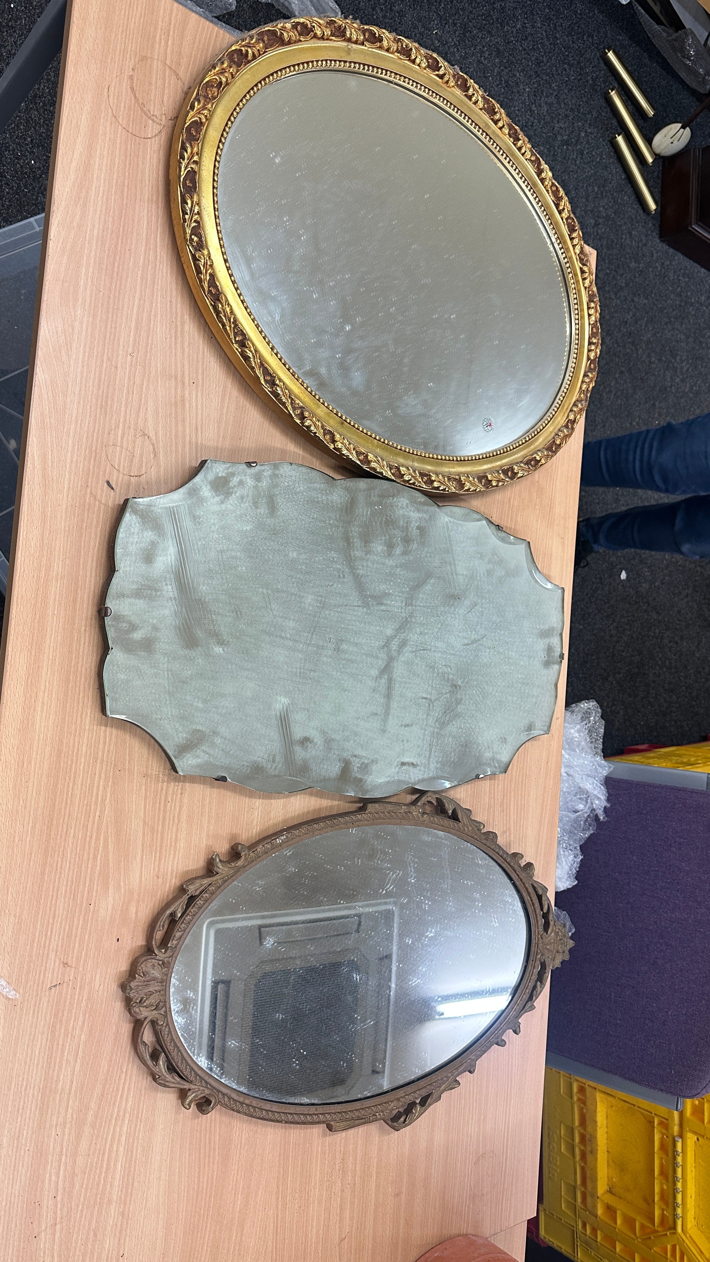 Three vintage mirrors largest measures 27 inches by 21 inches - Image 2 of 2