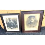 2 vintage oak framed photos / pictures, largest frame measures Width 21.5 inches, Height 26 inches