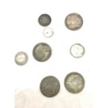 Selection of pre 1900 coins includes 1880, 1896,1898 and 1899 half crowns etc