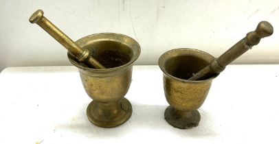 2 Vintage brass pestle and mortars