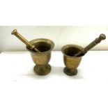 2 Vintage brass pestle and mortars