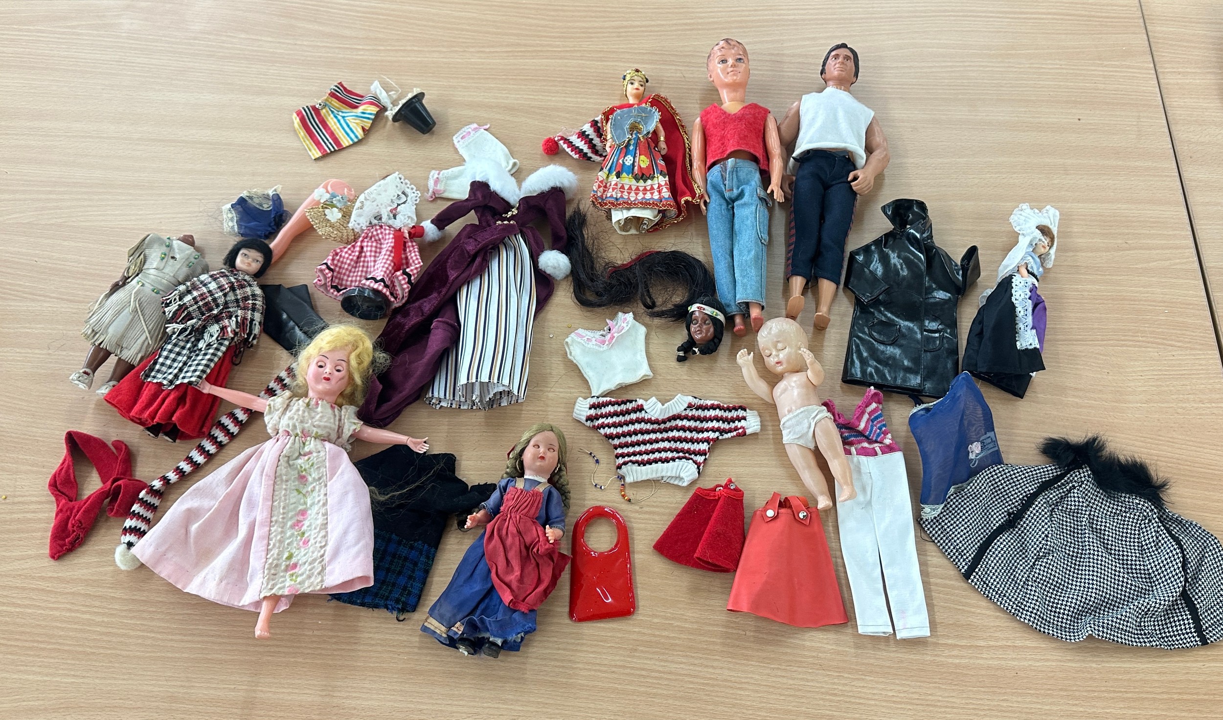 Selection of vintage dolls and accessories