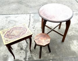 Music table, stool and occasional tables tallest measures approx 21 inches tall