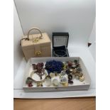 Tray of costume jewellery includes Earrings, Verve bracelet, perfume bottle etc