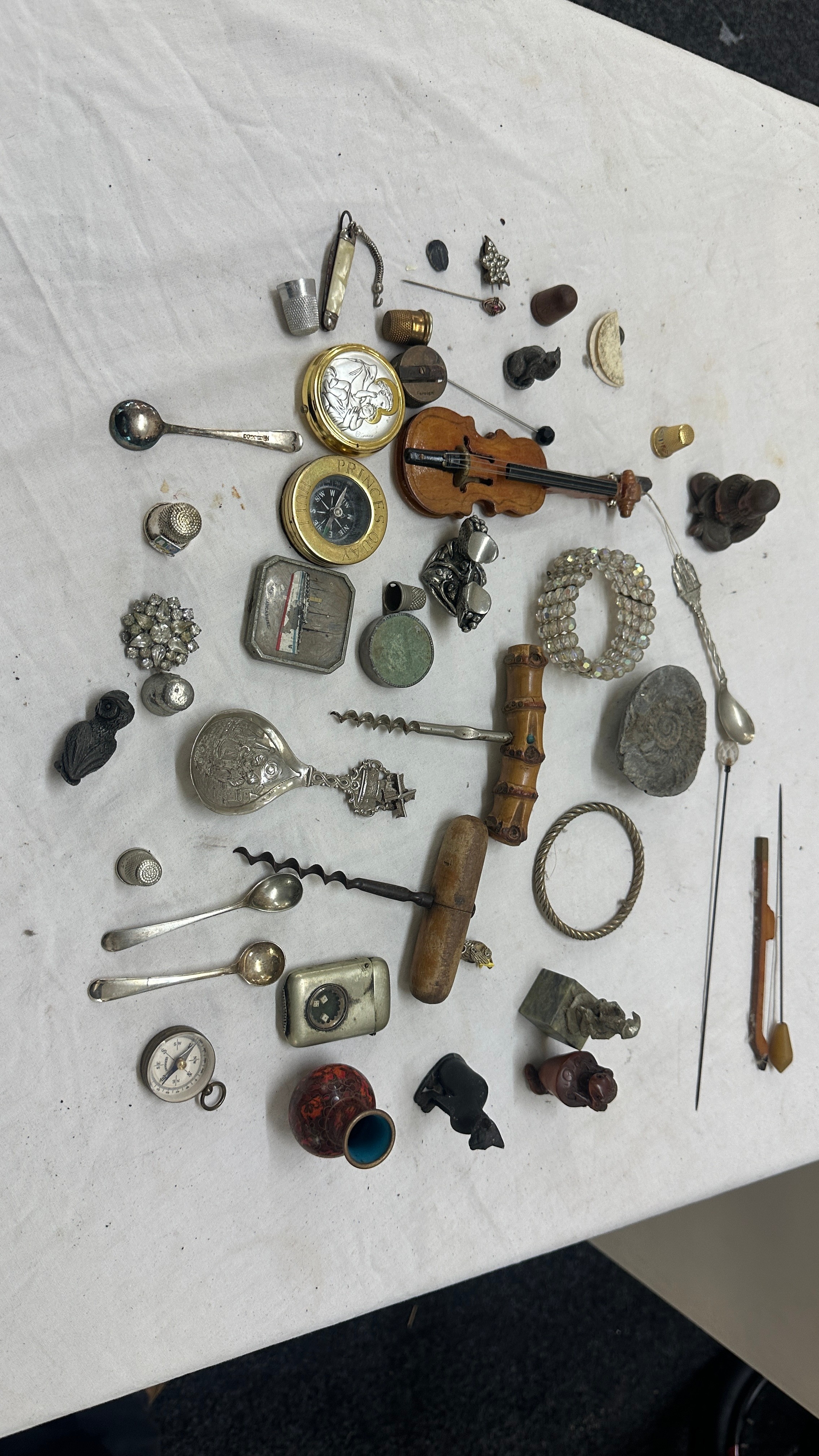 Selection of collectables includes compass, wine openers, fossils etc - Image 2 of 7