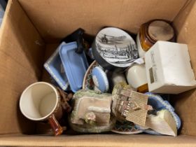 Box of ceramics, plates, bowls etc