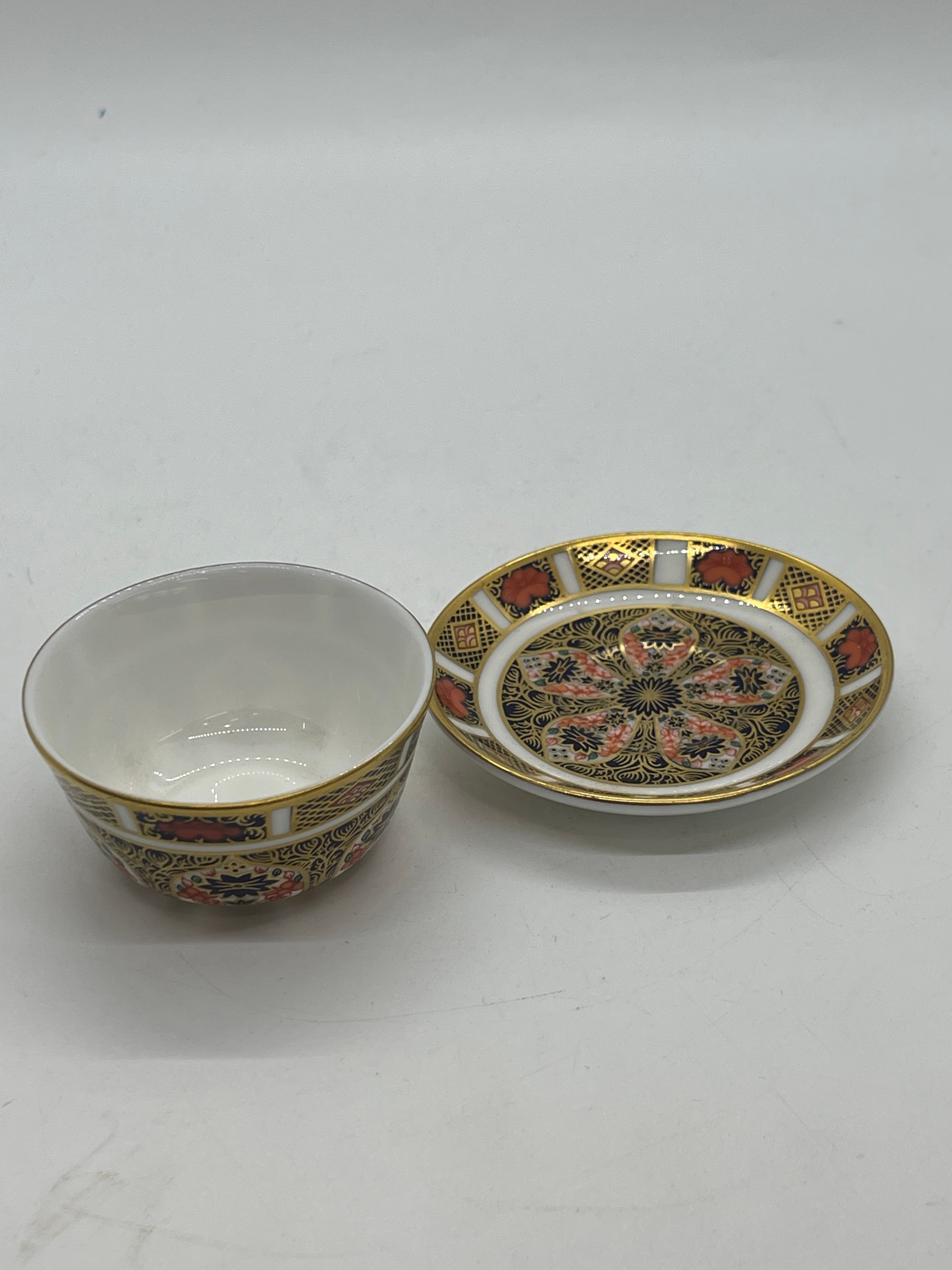 Miniature Royal Crown Derby Imari 1128 bowl and saucer - Image 5 of 5