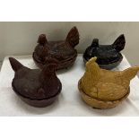 4 Pottery novelty chicken egg holders