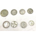 Selection of vintage coins includes 1937 crown, 1906 half crown etc