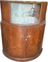 Art deco drinks cabinet measures approx 50 inches tall, 40 inches wide, 15 deep- crack to glass