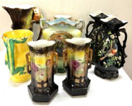 Large selection of jugs and vases to include porcelain tallest measures 11 inches tall