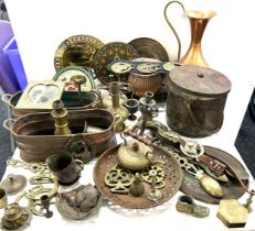 Large selection of brass and copper ware