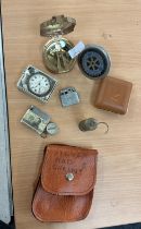 Selection of collectables includes pocket watch, compas etc
