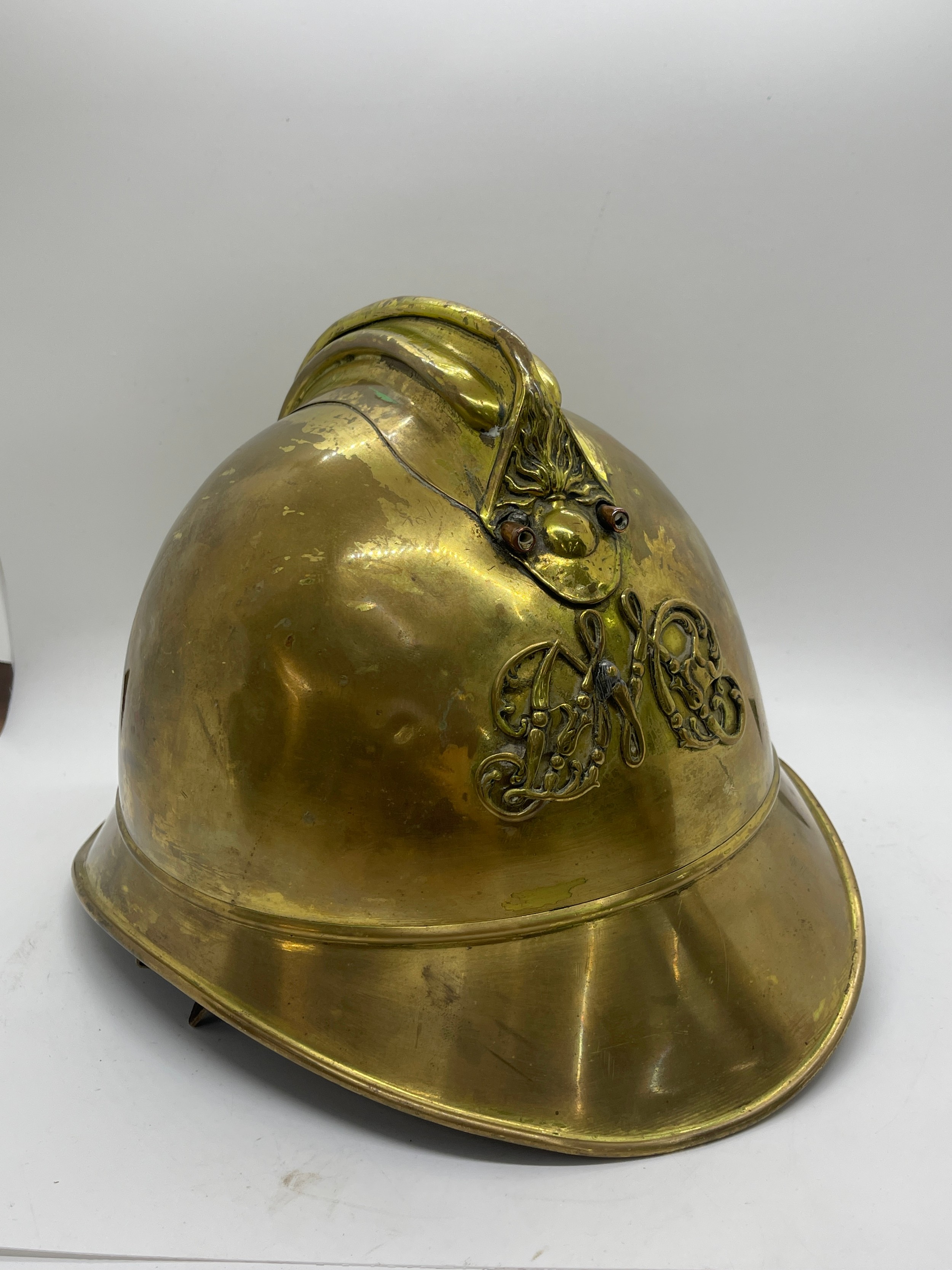 Vintage French brass Fireman's helmet