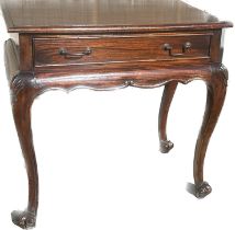 Mahogany one drawer hall table on Queen Anne legs measures approx 29 inches tall by 29 wide and 17.5