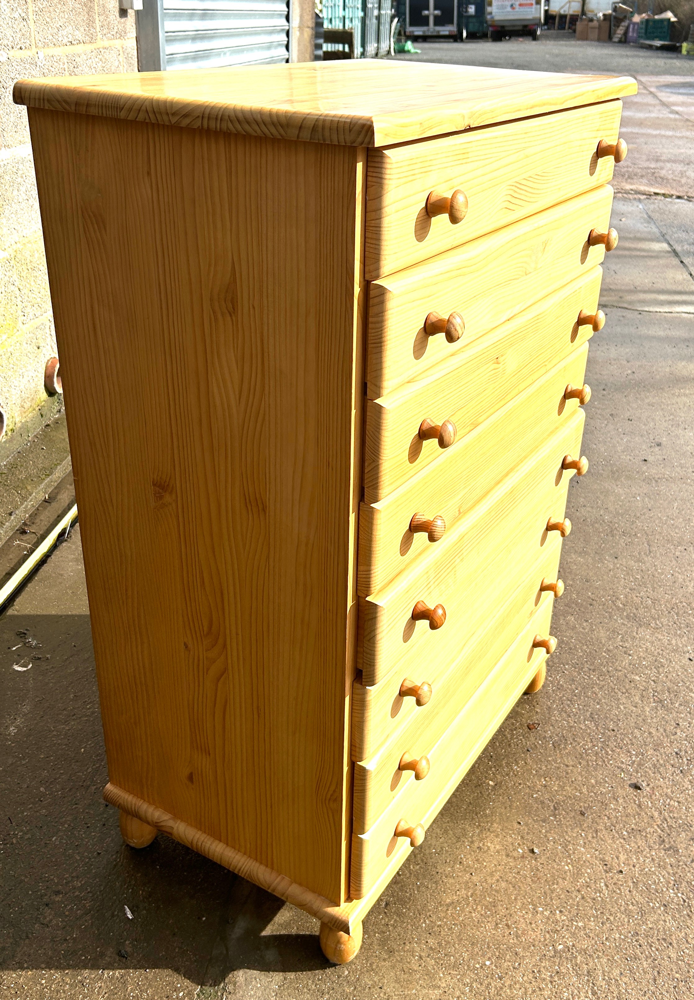 Pine 8 drawer chest measures approx 29 inches wide by 18 inches deep and 44 inches tall - Image 2 of 2