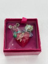 Butler and Wilson Tickle pink hear mouse brooch, brand new in box