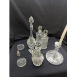 Selection of glassware includes 5 Decanters etc