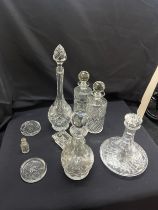 Selection of glassware includes 5 Decanters etc