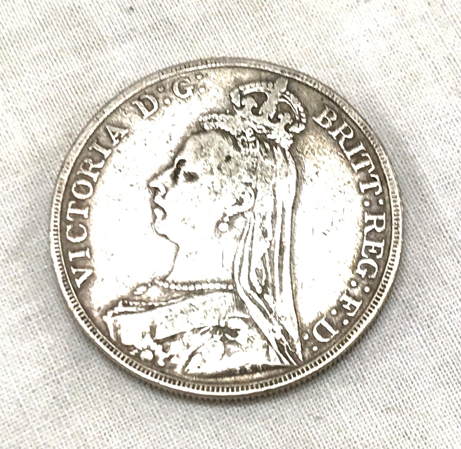 1889 Victorian silver crown - Image 2 of 2