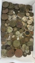 Tray of vintage coins includes pre 1947 coins etc