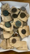 Tray of vintage coins includes Chinese coins etc