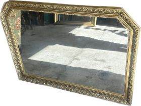 Gilt framed over mantel mirror measures approx 29 inches tall by 40.5 wide