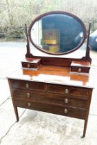 Mahogany inlaid dressing table measures approx