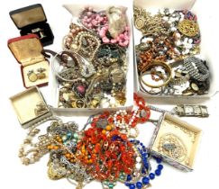 Two trays of vintage and later costume jewellery