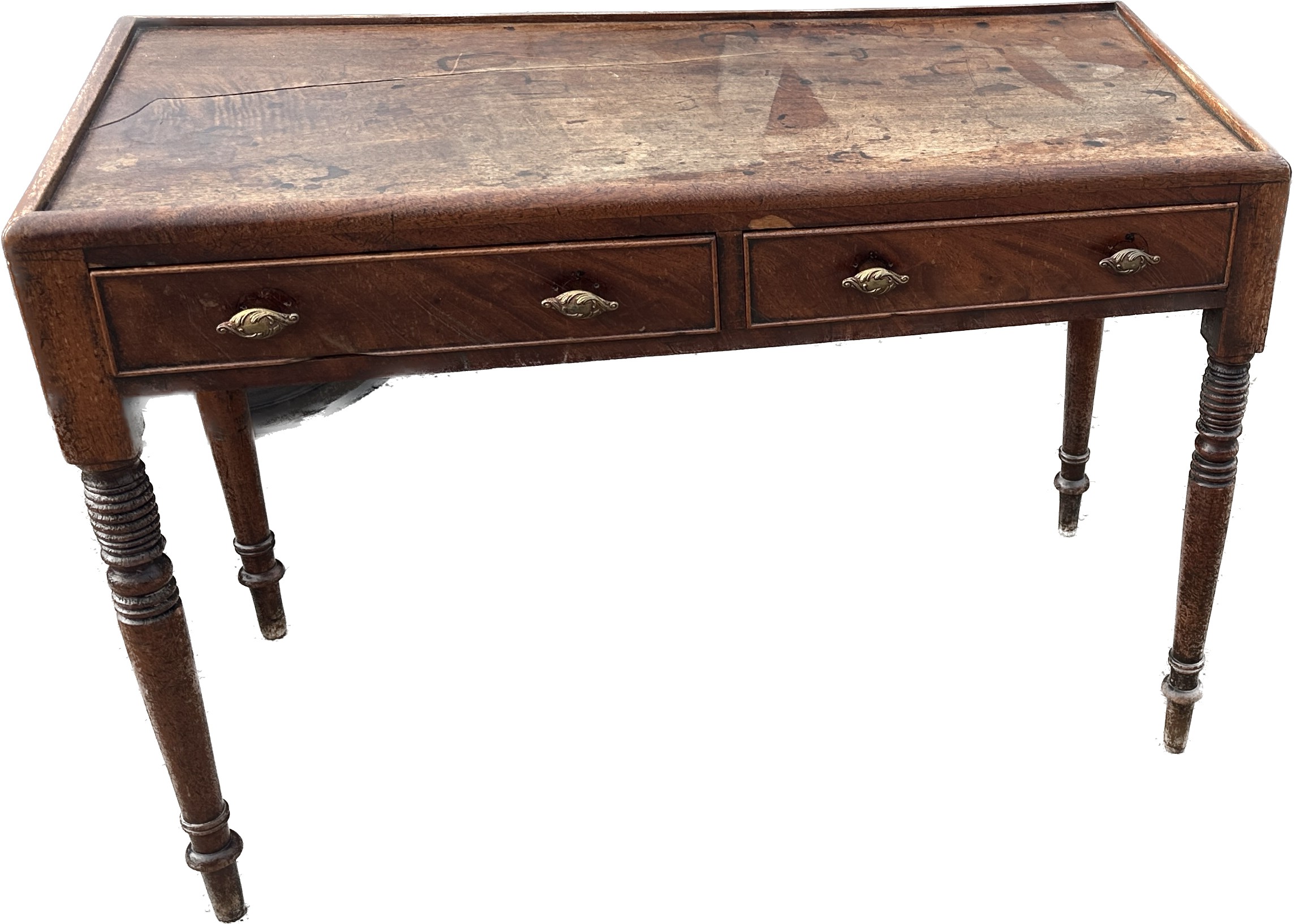 2 Drawer antique mahogany side table measures approximately 27 inches tall 37 inches wide 17 - Image 2 of 3